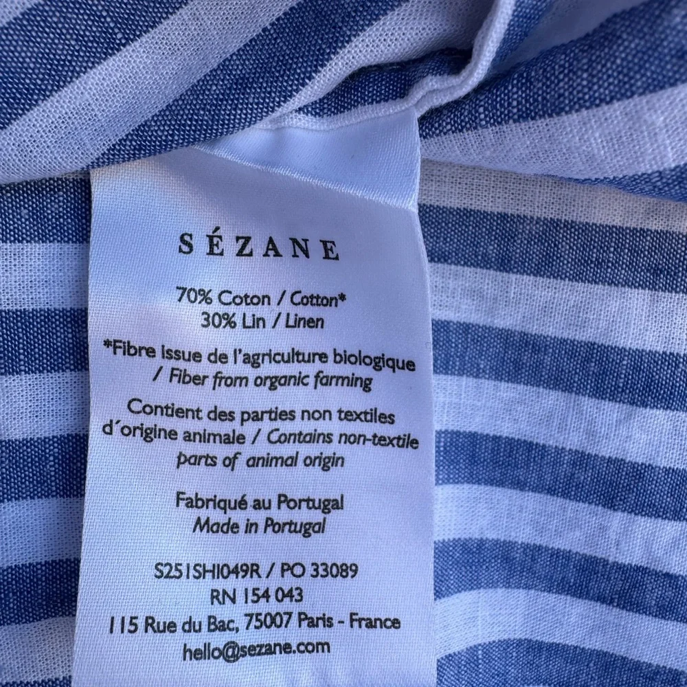 Sezane Erine Blue Stripes Women's Top Size 42 - Picture 6 of 12